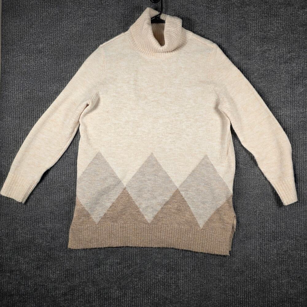 Croft‎ & Barrow Argyle Turtleneck Sweater Large Soft Cozy Knit